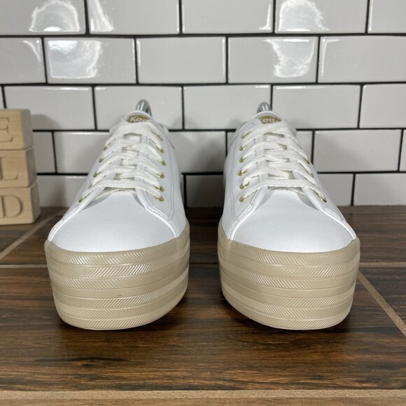 Keds Triple Up Womens Size 11 Shoes White Leather Lace Up Platform Sneaker - Picture 2 of 13